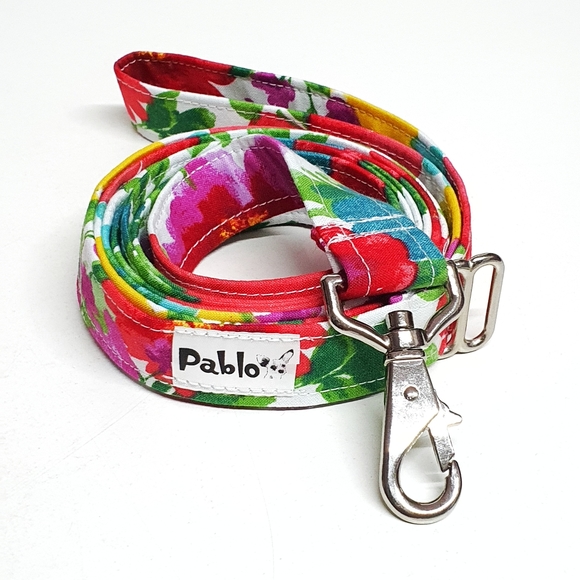 Pablo Reversible Floral Dog Bandana Leash & Scrunchie Set - Picture 4 of 7